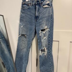 Abercrombie & Fitch Blue Ankle Cropped Jeans